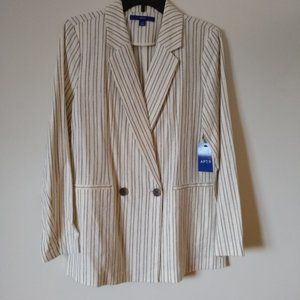 APT. 9 IVORY PINSTRIPE LINEN BLAZER. NWT